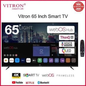 Vitron 65"Inch 4K UHD Smart Android TV,Bluetooth-Enabled,Frameless Design, Wi-Fi, Netflix, YouTube Warranty