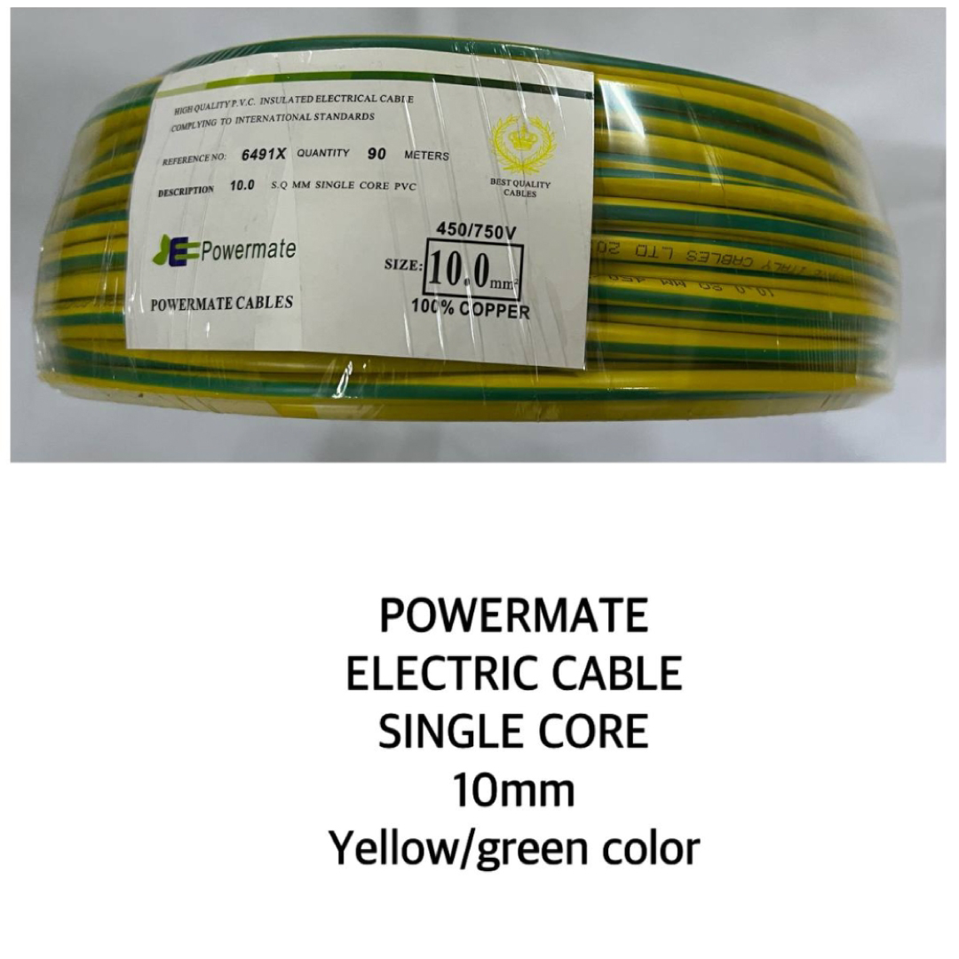 10.0mm Powermate Electric Cable Single Core 90m – Yellow/Green Color - Image 2