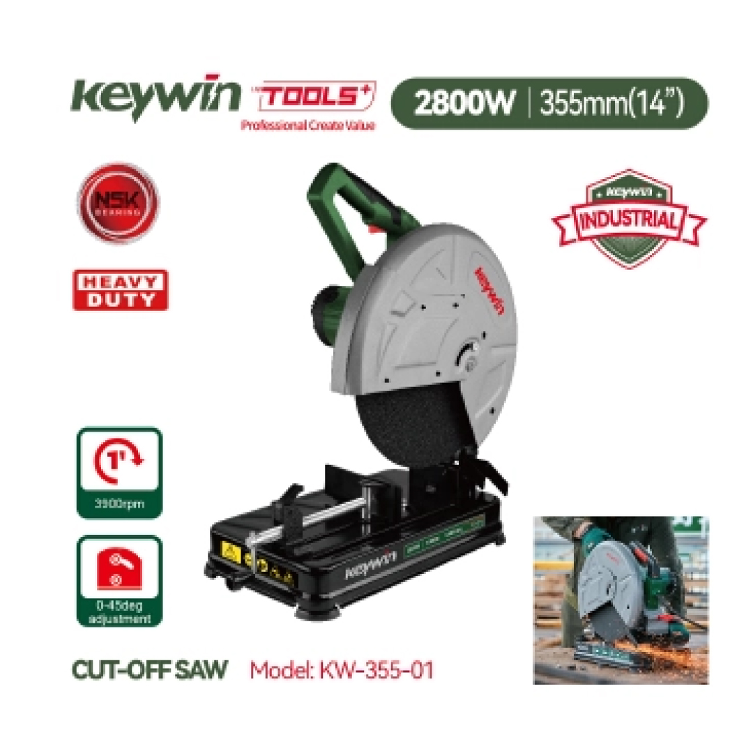 2800W Keywin Electric Cut-Off Saw – 355mm (14") | Heavy-Duty Metal Cutting Machine - Image 2