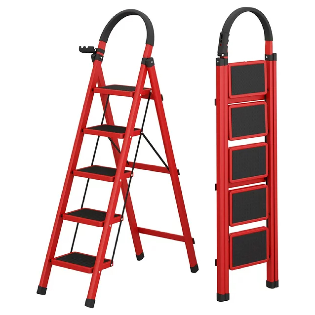 A-Type 5-Step Steel Ladder – Red